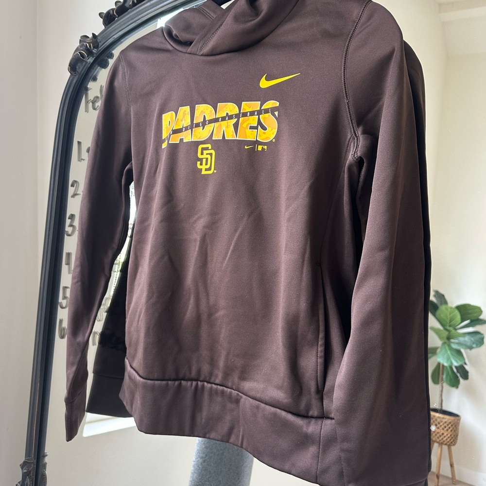 Nike Padres Brown Hoodie with Yellow Padres Logo